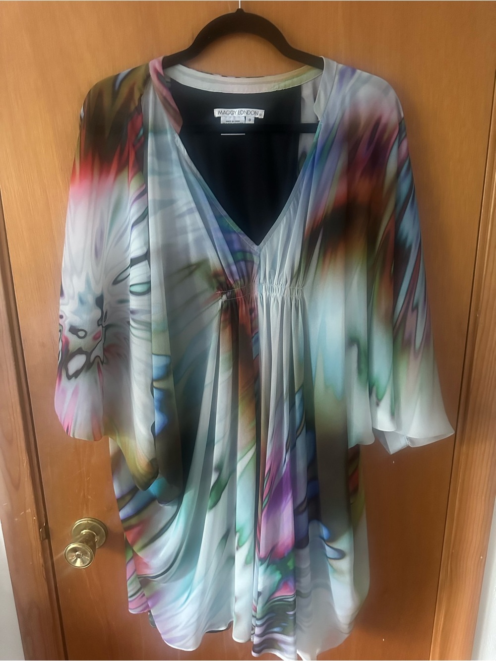 Maggy London Watercolor Abstract Caftan Dress - Size 8